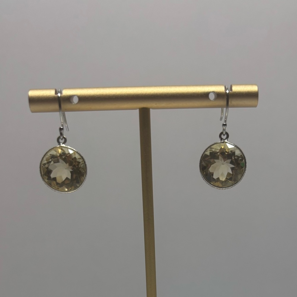 Elegant Silver and Pale Yellow Drop Earrings